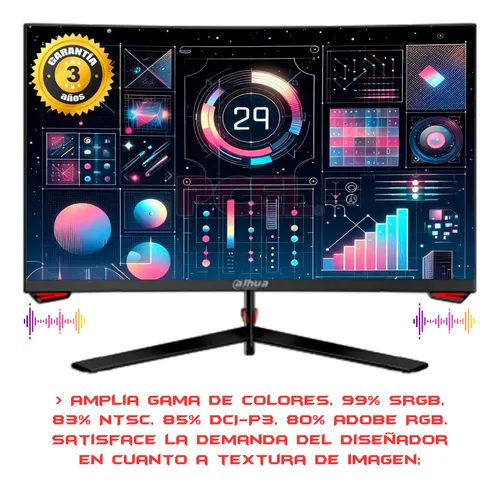 Monitor Gamer Panel Va Led Curvo 1920*1080 165hz Altavoces