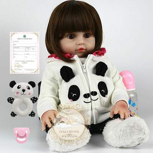 Bebê Reborn Panda 100% Silicone Realista 