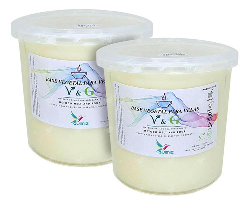 Kit Com 2 Un Cera De Palma Para Velas 100% Vegetal V&g 900gr