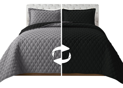 Juego De Colcha Reversible 3 Piezas Acolchada Ultra Suave