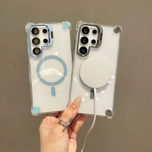 Funda Para Samsung De Transparente Uso Rudo Esquinas Reforzadas Con Magsafe+protector De Lente+soporte