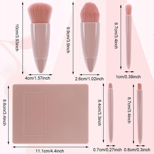Sistema De Cepillo Del Maquillaje Del Viaje Con El Espejo