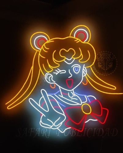 Cartel Sailor Moon Serena En Neón Led / Deco  / Figuras 