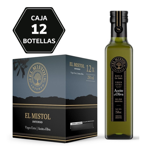 Imagen 1 de 4 de Aceite De Oliva El Mistol Premium X 250ml (caja 12 Botellas)