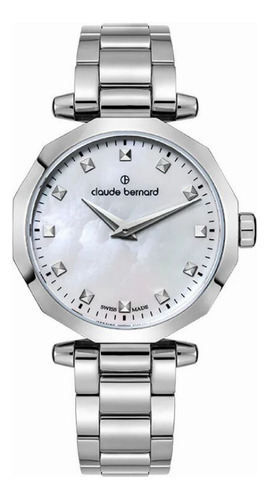 Reloj Claude Bernard Dress Code 30mm 20229 3m Nan Cristal De Zafiro, Esfera De Nacar Madre Perla Blanca, Hebilla Cierre Desplegable Mariposa