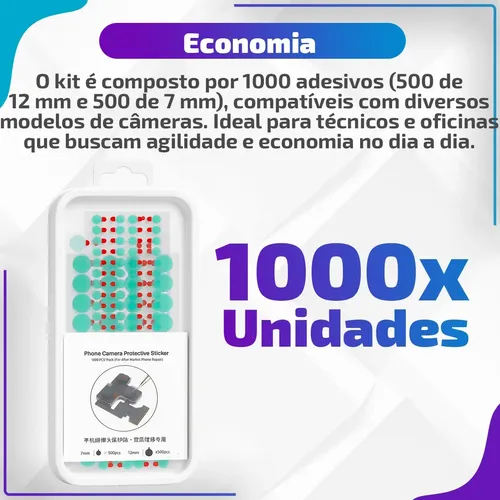 Kit 1000 Adesivos Protetores Para Lente Da Câmera 12mm E 7mm Kit 1000 Adesivos Protetores Para Lente Da Câmera 12mm E 7mm
