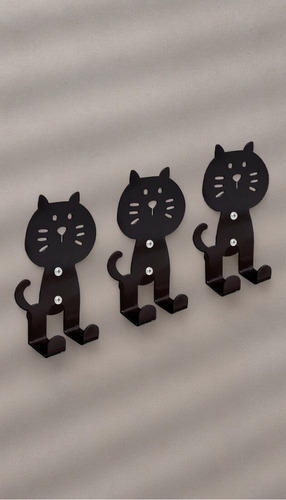 Portallaves De Pared Moderno Figura De Gato Colores Color Marrón Oscuro