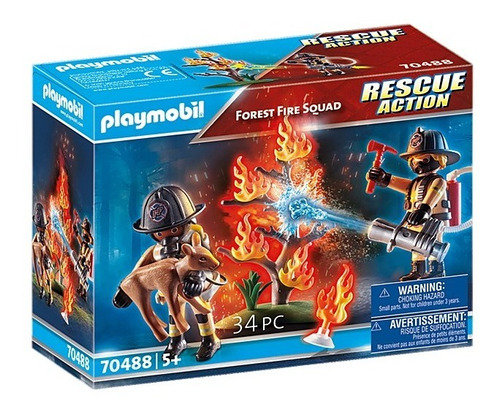 Figura Armable Playmobil Rescue Action Forest Fire Squad 3+ Cantidad de piezas 34