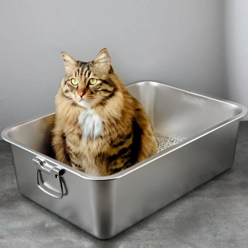 Caja De Arena Para Gatos, Inodoro Para Gatitos, De Acero, Nu