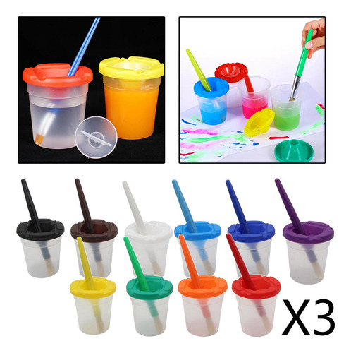 3x Vaso De Agua De Plástico No Derramado, Bote De Pintura Y