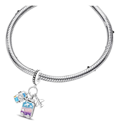 Charm Dije Viaje Con Camara Compatible Pulsera Lavanda