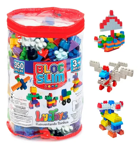 Blocos de Montar LucToys BlocSlim Bolsa 350 Peças Bloquinhos Brin...