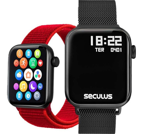 Smartwatch Plus Seculus Preto Troca Pulseira 17001mpsvpl1