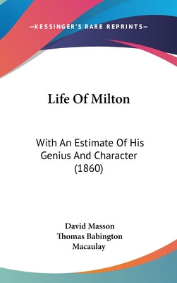 Libro Life Of Milton: With An Estimate Of His Genius And ...