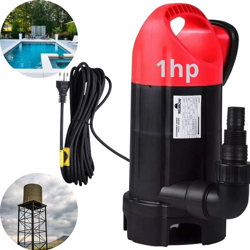 Bomba Submersível Água Suja Ou Limpa 1hp - 750w Potente Cor Preta 127v