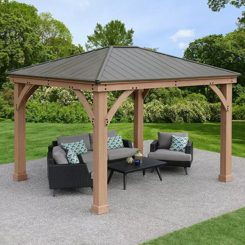 Gazebo Pérgola De Madera C/techo De Aluminio