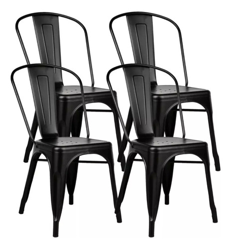 Silla Pack Tolix 4 Sillas Negro/ Restaurant/ Eventos