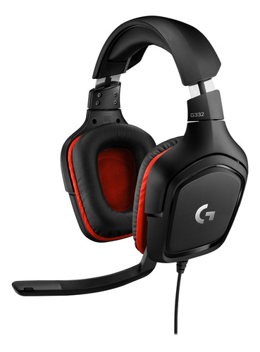 Audífonos Gaming Con Cable Logitech G332  - Negro/rojo