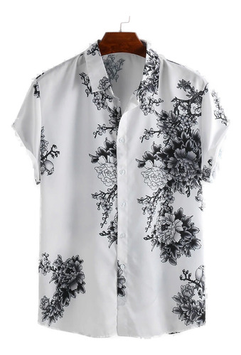 Camisa De Playa De Manga Corta Con Estampado De Flor De Ciru