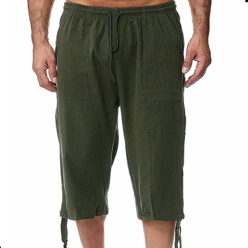 Short Pantalón De Algodón Y Lino Para Hombre  Bermuda Short