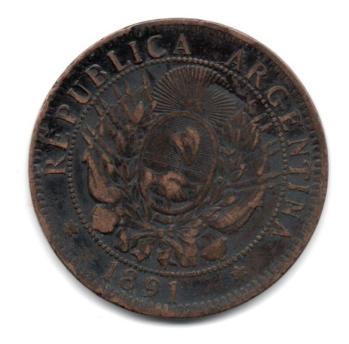 Argentina Moneda 2 Centavos Patacon Año 1891