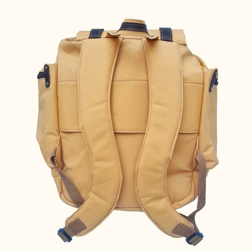 Mochila Lona Algodon Repele Agua C/cuero San Roman 20 L.
