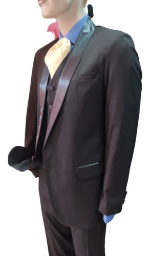 Imagen 3 de 6 de Traje Smoking Solapa De Razo Saco Chaleco Y Pantalon