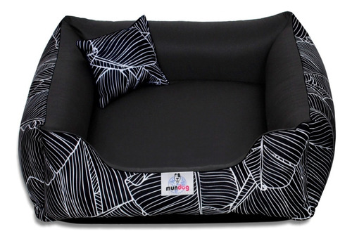 Cama Caminha Pet Para Cachorro E Gato - Tamanho M 60x60 Cor Folha Black