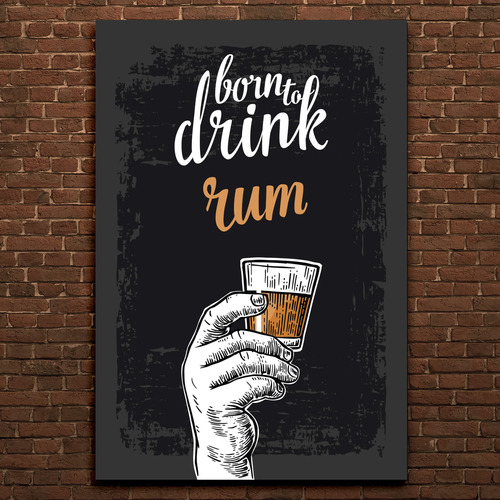 Placas Decorativas Bebidas Born Drinks 20x30cm Kit 4un