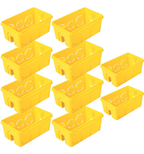 Kit 10 Caixa De Embutir Luz 4x2 Plástico Amarela Tramontina
