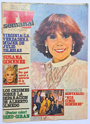 Tv Semanal / N° 72 / 1981 / Julio Iglesias Y Susana Gimenez