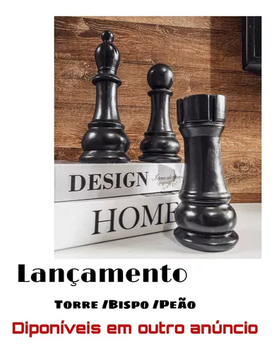 Kit Com 4 Enfeites Decorativo Peças De Xadrez/ Rei/ Rainha/ Torre