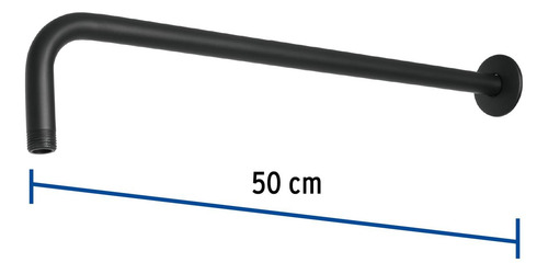 Brazo Recto 50 Cm Con Chapetón Para Regadera, Negro Mate