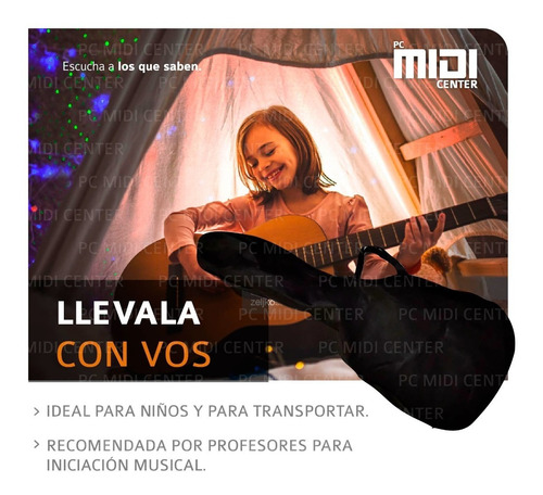 Imagen 5 de 9 de Guitarra Criolla 3/4 Niños Clásica Con Funda Varios Colores