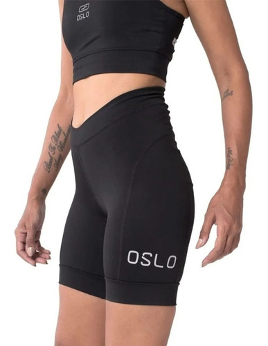 Calza Ciclismo Oslo  Negro Badana 3d Anatómica Mujer