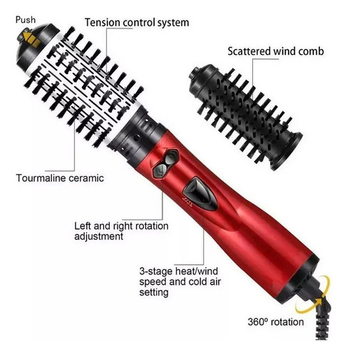 * Escova De Cabelo Elétrica Rotativa Giratória 1200w Íons
