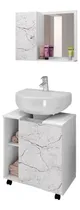 Comprar Móveis para banheiro Móveis Bechara  Pequin + espelho de 55.3cm de largura, 61.5cm de altura e 37.5cm de profundidade e móveis brancou002Fcarrara