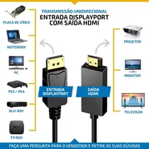 Comprar Cable Displayport A Hdmi Dp Blindado Hdmi 1.8m Negro, Soporta Resolución Hd, Dp Macho A Hdmi Macho, Nota No Soporta Hdmi A Dp