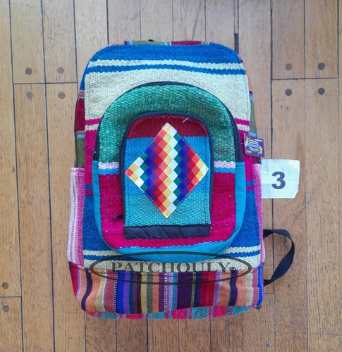 Imagen 3 de 6 de Mochila Aguayo Puyo Telar Artesanal Bandera Whipala 20litros