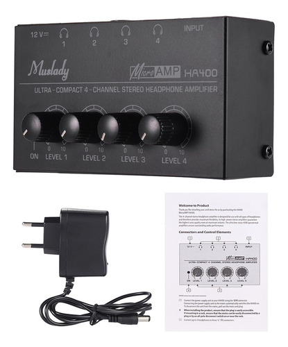 Miniamplificador De Audio Muslady Ha400 Ultracompacto 4 Can.