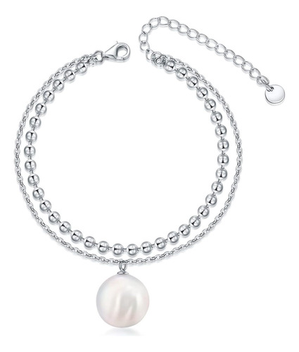 Bethza Pulsera De Perlas Barrocas Naturales Para Mujer, Plat