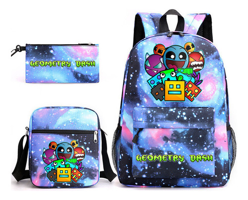 Mochila Escolar Geometry Dash Geometry Sprint De Tres Piezas