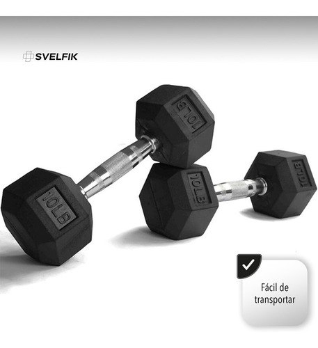 Imagen 2 de 5 de Kit Set Par De Mancuernas Pesas Hexagonales 10 Lb 5 Kg Ms