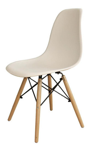 Silla Charles Eames blanca con patas de madera 82x47 cm