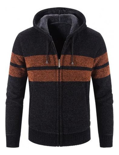Suéter Con Capucha A Rayas Para Hombre, Suéter Con Bolsillos