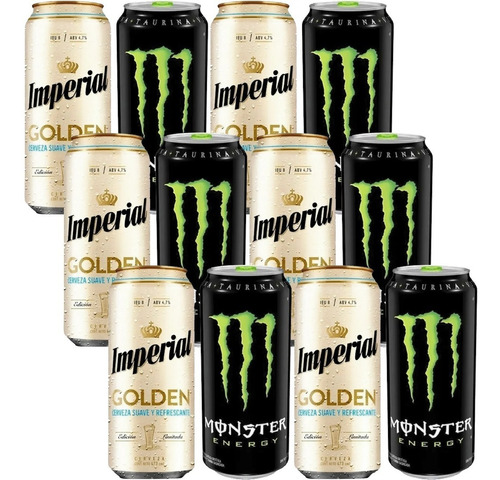 Cerveza Imperial Golden Lager Lata + Monster Energy