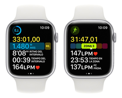 Imagen 7 de 9 de Apple Watch Series 8 GPS - Caja de aluminio plata 45 mm - Correa deportiva blanca - Patrón