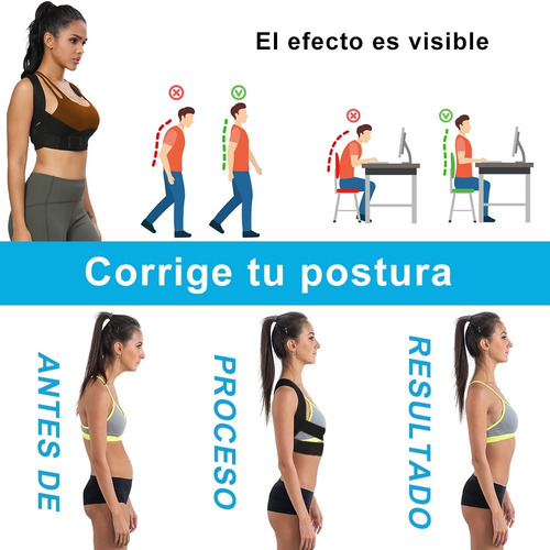 Imagen 3 de 8 de Faja Correctora Postural Chaleco Ajustable