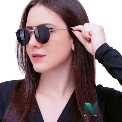 Armação E Óculos Solar P/ Grau Oval Clipon Feminino Mascuino Cor Dourado Claro