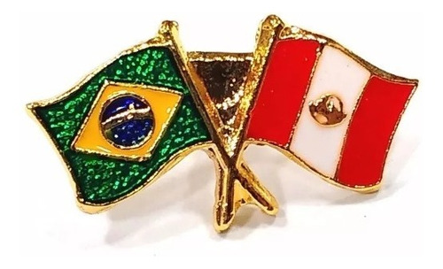 Kit 10 Bótom Pim Bandeira Brasil X Peru Folheado A Ouro